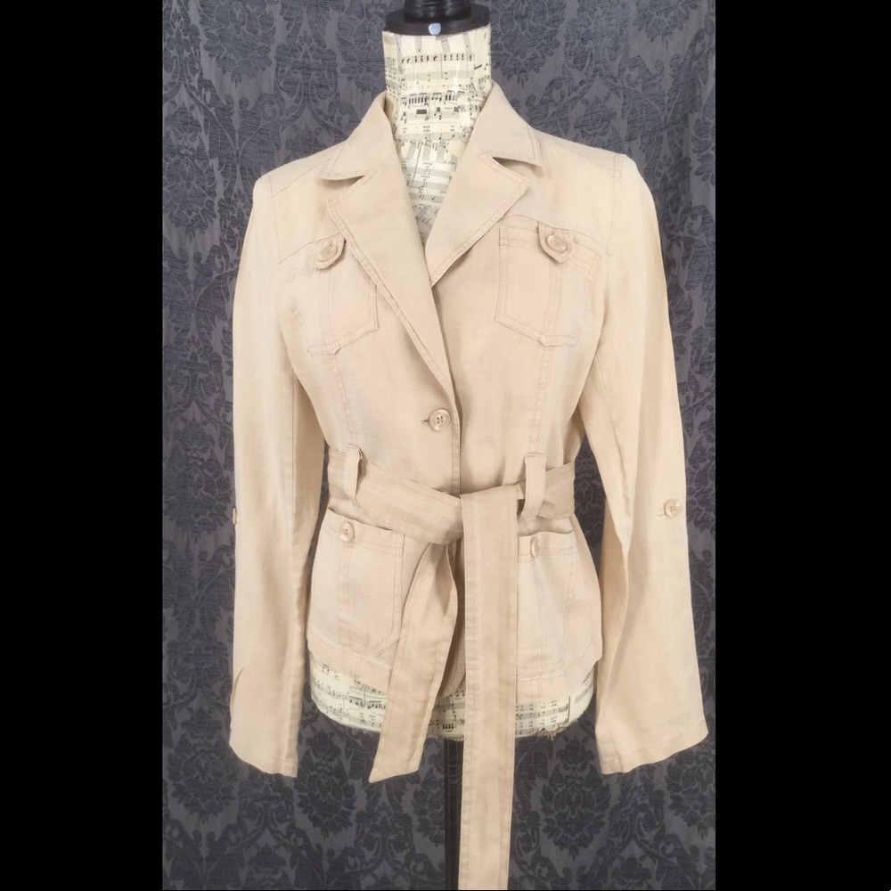 Allison Taylor Small Beige 100% Linen Blazer/Jacket